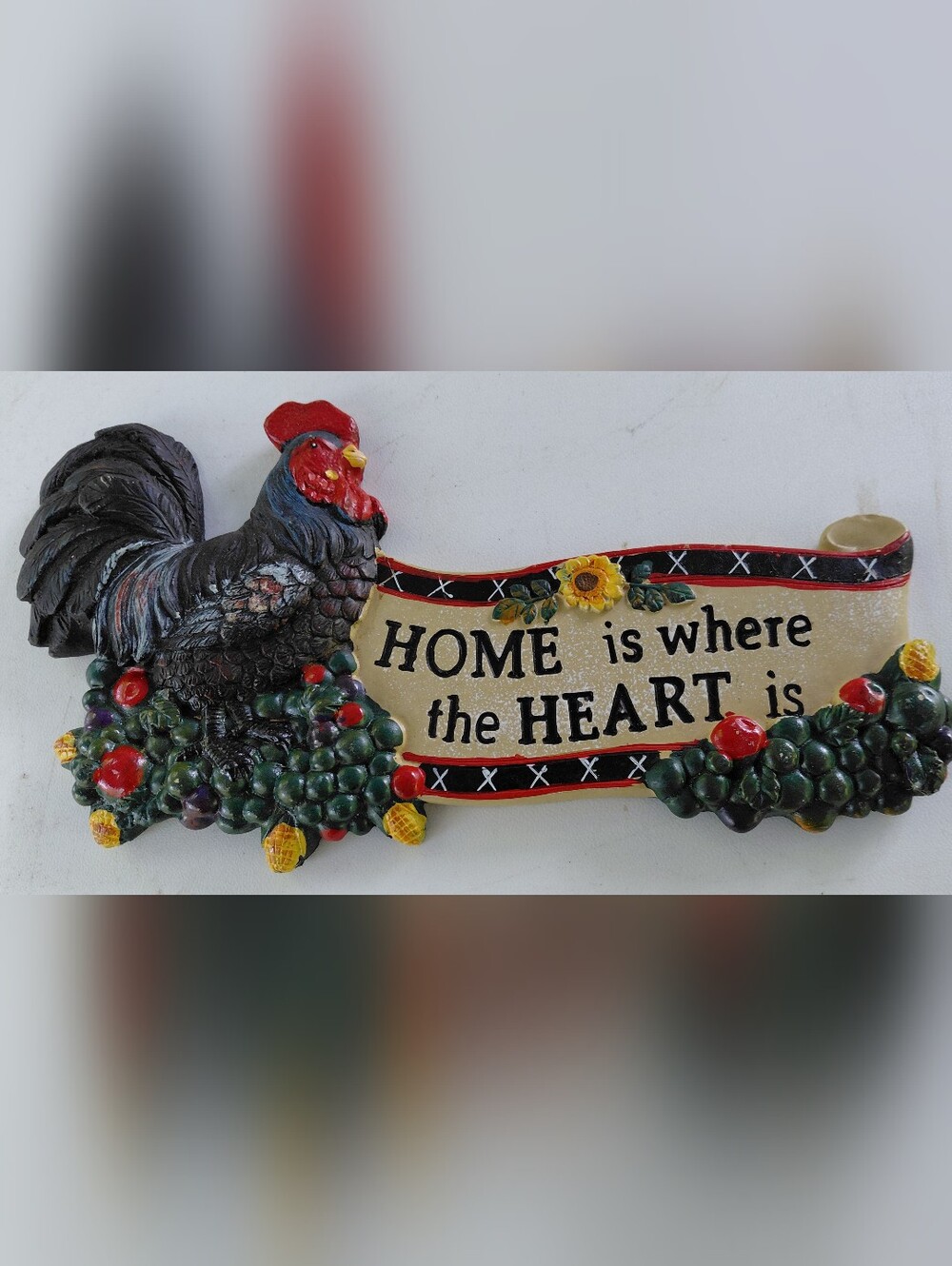 Rooster 'Home is Where the Heart Is' Wall Plaque
